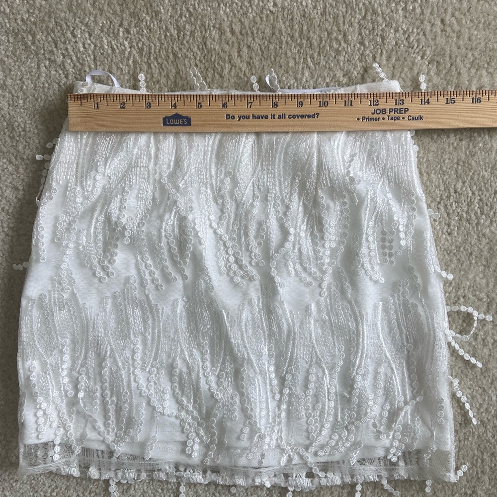 Lulus White Fringe Mini Skirt - Bachelorette / Bride - Picture 4 of 4